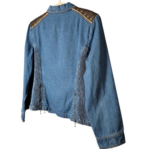Vintage Nancy Bolen City Girl Smocked Denim Cowgirl Rodeo Western Jacket Size 12 - Picture 6 of 11